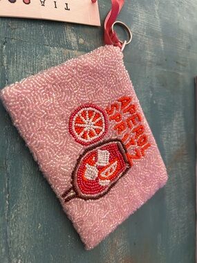 Pink Beaded Aperol coin purse designer Tiana designs
